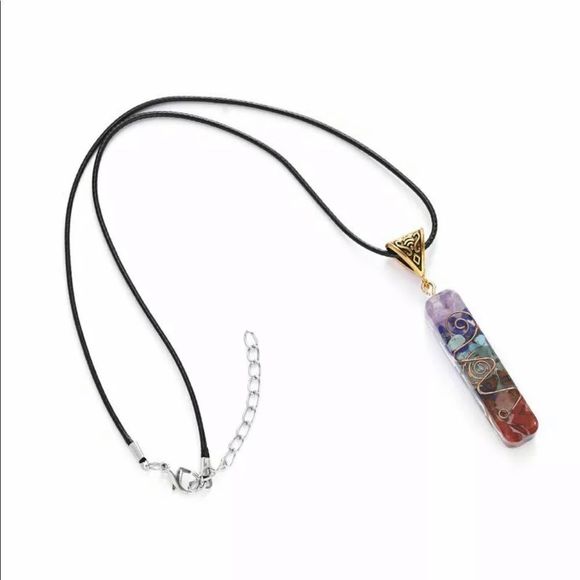 Chakra 7 Natural Stones Energy Pendant Necklace - Picture 4 of 8